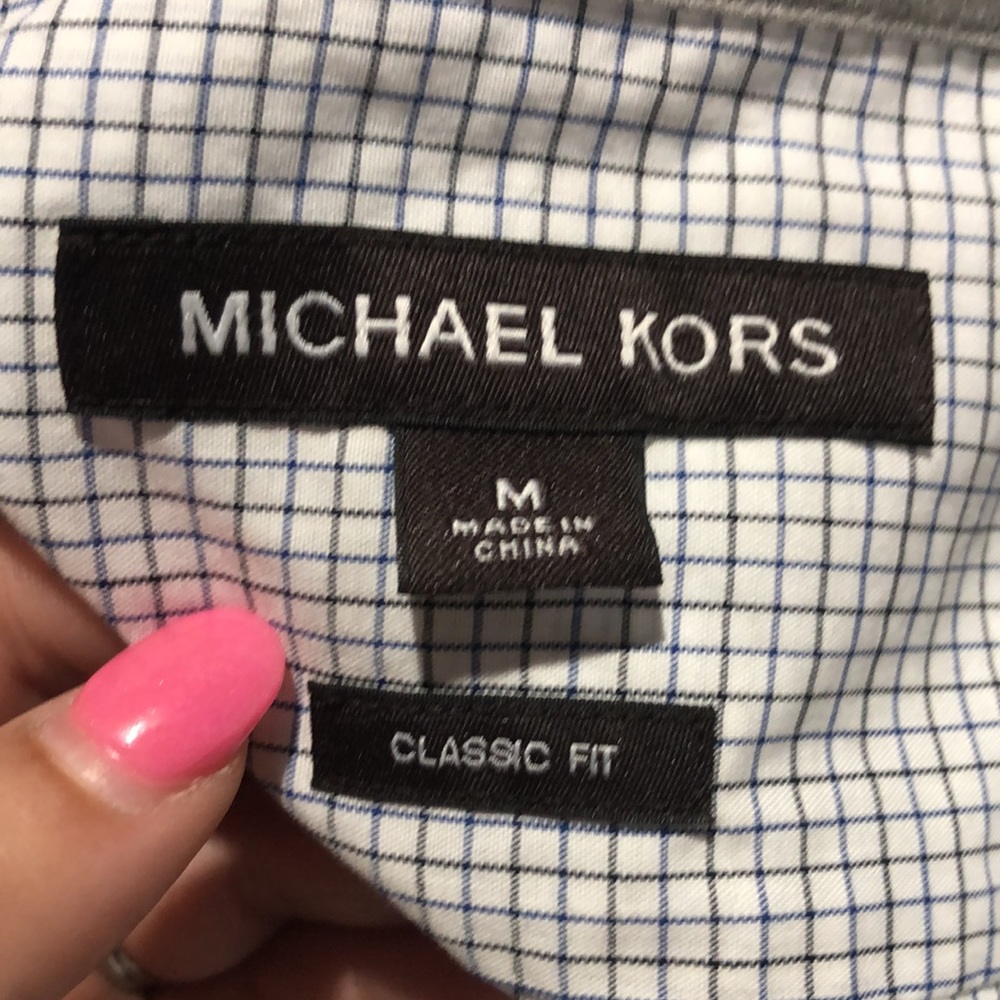 Michael Kors blue plaid dress shirt size medium - Picture 10 of 11